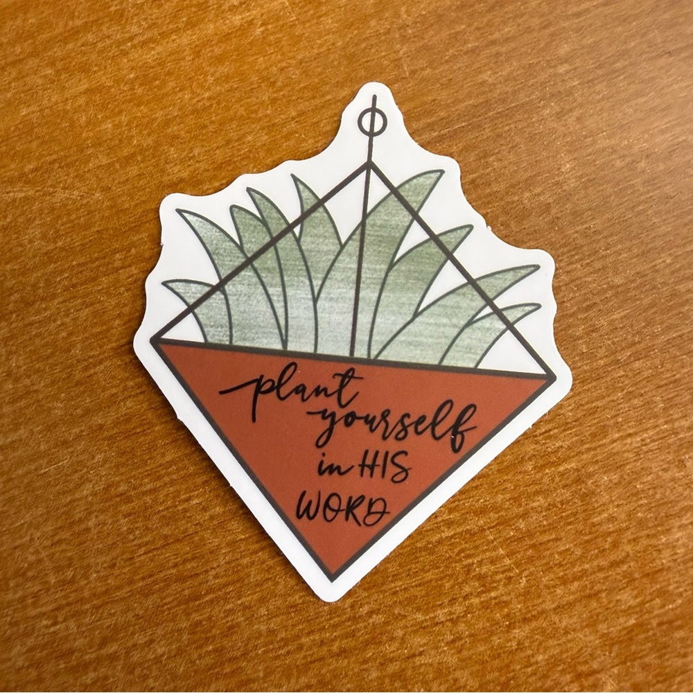 Geometric Plant Sticker - Green‎ and Brown